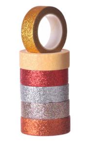 Zestaw 6 szt tamy klejce brokatowe washi tape - 2868469095