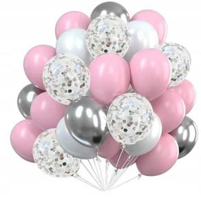 Zestaw balonw konfetti srebrne shiny rowe lub - 2873961829
