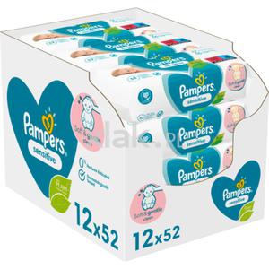 Chusteczki nawilane PAMPERS Sensitive 12 x 52 szt. - 2869475605