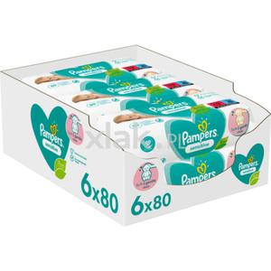 Chusteczki nawilane PAMPERS Sensitive 6 x 80 szt. - 2869475607