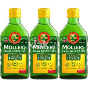 Tran norweski Mollers Gold Omega-3 Cytrynowy suplement 3x - 2875881704