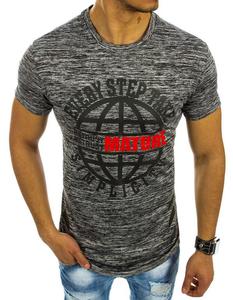 T-shirt mski z nadrukiem antracytowy (rx2085) - Antracytowy - 2848435541