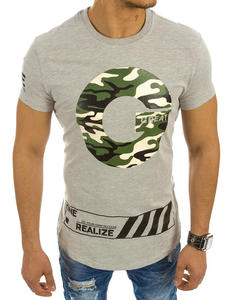 T-shirt mski z nadrukiem szary (rx2144) - Szary - 2848435597