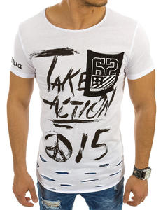 T-shirt mski z nadrukiem biay (rx2153) - Biay - 2848435604