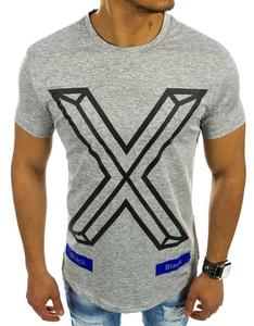 T-shirt mski z nadrukiem szary (rx2155) - Szary - 2848435606