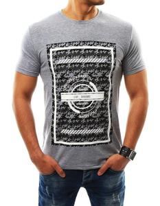 T-shirt mski z nadrukiem szary (rx2312) - Szary - 2849709192