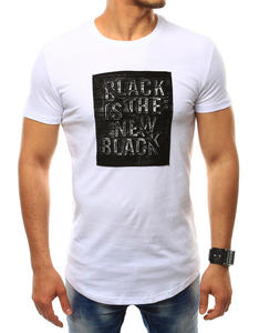 T-shirt mski z naszywk biay (rx2412) - Biay