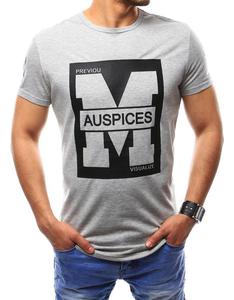 T-shirt mski z nadrukiem szary (rx2434) - Szary - 2850805787