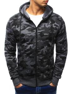 Bluza mska camo rozpinana grafitowa z kapturem (bx3156) - Wielokolorowy - 2857594549