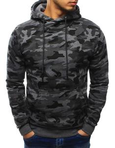 Bluza mska camo z kapturem grafitowa (bx3170) - Wielokolorowy - 2857978705