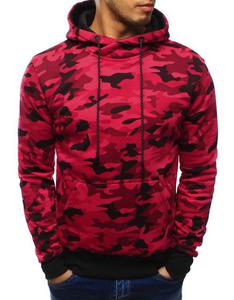 Bluza mska camo z kapturem czerwona (bx3171) - Wielokolorowy - 2857978706