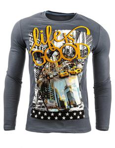 Longsleeve mski grafitowy (lx0360) - Grafit - 2823372109