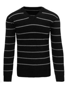 Sweter mski w paski czarny (wx0843) - Czarny - 2841986295