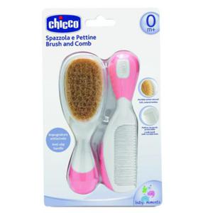 Chicco zestaw przyborw toaletowych-rowy Szczotka z naturalnego wosia, grzebyk - 2872950939