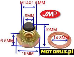 JMP M14x1,5 magnetyczna ruba spustu oleju z uszczelk miedzian JMP technika motocyklowa w sklep motocyklowy czci MOTORUS.PL - 2859915769