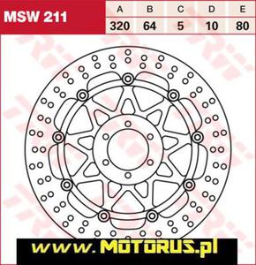 TRW LUCAS tarcza hamulcowa PRZD DUCATI MONSTER 600 / 750 93-02, KTM 690 08-16, 990 SUPERDUKE 04-13, 1190 RC8 08-13, YAMAHA XJR1200 96-98, FZR1000 87- TRW MSW211 tarcza hamulcowa PRZD DUCATI MONSTER 600 / 750 93-02, KTM 690 08-16, 990 SUPERDUKE 04-13, 1190 RC8 08-13, YAMAHA XJR1200 96-98, FZR1000 87-93 - 2866562249