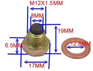 JMP M12x1,5 magnetyczna ruba spustu oleju z uszczelk miedzian JMP M12x1,5 magnetyczna ruba spustu oleju z uszczelk miedzian MOTORUS.PL - 2871636558