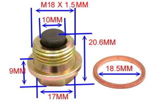 JMP M18x1,50 magnetyczna ruba spustu oleju z uszczelk miedzian JMP M12x1,25 magnetyczna ruba spustu oleju z uszczelk miedzian MOTORUS.PL - 2871636561