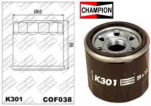 CHAMPION K301 COF038 motocyklowy filtr oleju HF138 - 2822434850