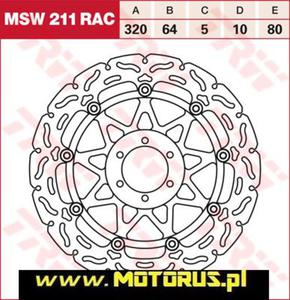 TRW MSW211RAC tarcza hamulcowa PRZD DUCATI MONSTER 600 / 750 93-02, KTM 690 08-16, 990 SUPERDUKE 04-13, 1190 RC8 08-13, YAMAHA XJR1200 96-98, FZR1000 TRW Lucas motocyklowe tarcze hamulcowe PROMOCYJNE CENY sklep MOTORUS.PL - 2822459691