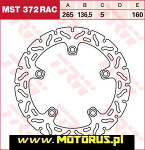 TRW MST372RAC tarcza hamulcowa TY motocyklowa tarcza hamulcowa 265mm BMW F700GS ABS 13-, F650GS (798) Dakar, ABS 06-12, F800GS, ABS 08-, F800GT ABS 1 TRW Lucas motocyklowe tarcze hamulcowe PROMOCYJNE CENY sklep MOTORUS.PL - 2822459746