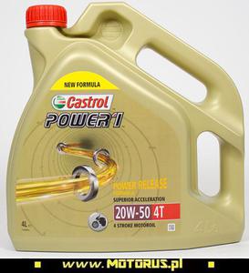 CASTROL Power1 20W50 4T motocyklowy silnikowy olej mineralny 4Litry CASTROL Power1 20W50 4T...