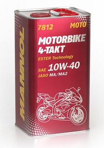 MANNOL 7812 4-TAKT MOTORBIKE 10W40 Ester motocyklowy olej silnikowy METALOWA puszka 4L MANNOL 7812 4-TAKT MOTORBIKE 10W40 Ester motocyklowy olej silnikowy METALOWA puszka 4L MOTORUS.PL - 2843355863