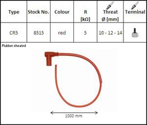 NGK CR5 fajka na wiec GUMOWA KTOWA (90) PRZEWÓD 50 CMM KOLOR CZERWONY (NR 8515) NGK CR5...
