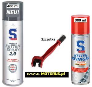 S100 SMAR 2.0 400ml + EL do czyszczenia + SZCZOTKA zestaw do czyszczenia i konserwacji acucha napdowego S100 chemia motocyklowa smary do acucha npdowego SUPER CENIE sklep motocyklowy MOTORUS.PL - 2859903980