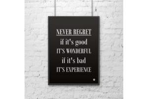 Plakat dekoracyjny 50x70 cm NEVER REGRET czarny - 2859503860