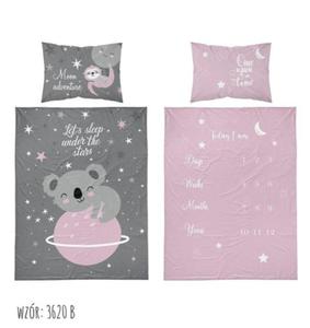 Pociel baweniana 90x120 Szara Rowa Mi Gwiazdy Kids 1 dziecica - 2865868909