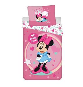 Pociel dziecica 140x200 Myszka Mini Mouse rowa amarantowa w groszki poszewka 70x90 - 2872253280