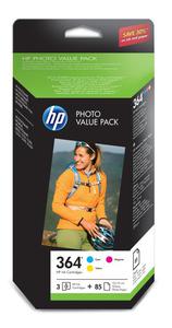 oryginalny multipak HP 364 [ch082ee] cmy + papier HP advanced photo 10x15 / 85 arkuszy