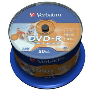 Pyta DVD-R Verbatim 4.7GB Cake 50szt. - do nadruku - 2871040912