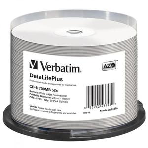 Pyta CD-R Verbatim 700MB Cake 50szt. DataLifePlus - do nadruku - 2877436632