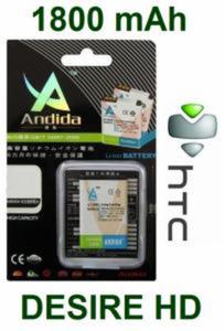 BATERIA HTC DesireHD Li-Ion /1800 mAh / 3.7V / Andida / zamiennik: HTC DESIRE HD , ACE, - 2826493175