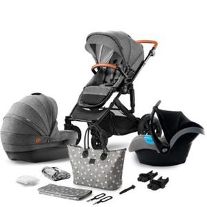 Kinderkraft Wzek Geboko Spacerowy PRIME 3w1 Grey + Mommy Bag - 2870198731