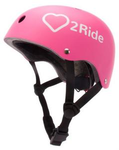 Sun baby Kask rowerowy HEART BIKE Love 2 RIDE rozm. S 50-54cm Candy Pink lampka LED klips magnetyczn - 2874411493