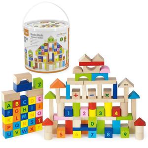 Viga Toys Klocki Drewniane Edukacyjne 100 elem. Cyferki Literki - 2877782328