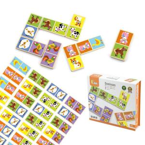 VIGA Edukacyjne Klocki Domino Drewniane gra Farma 28 elementw Montessori - 2877648305