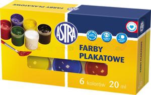 ASTRA farby plakatowe - komplet 6 kolorw w poj. po 20 ml. - 2428999270