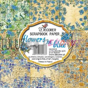 Decorer blok papierw scrapowych Flowers in blue Niebieskie kwiaty15,2 x 15,2cm - 2876116700