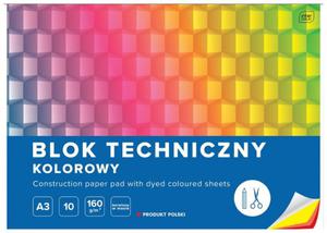 Blok techniczny A3 KOLOROWY BARWIONY W MASIE kolorowe kartki (70811) - 2867308940
