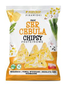 CHRUPKI PIRAMIDKI PROTEINOWE O SMAKU SERA I CEBULI BEZGLUTENOWE 60 g - POPCROP - 2877948034