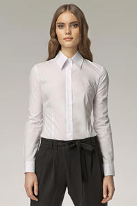 Klasyczna taliowana koszula biay - K21 - 1897956244