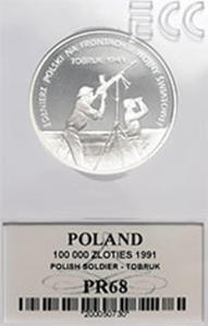 100 000 z 1991 onierz Polski na Frontach II Wojny wiatowej - Tobruk - Grading PR68 - 2833160826