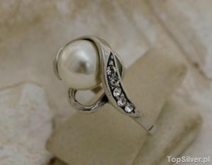 MAESTRO - srebrny pierscionek pera i krysztay