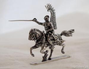 POLSKA HUSARIA 3 - srebrna figurka WINGED HUSSAR - 2861235029