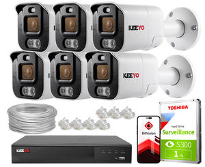 Zestaw do monitoringu IP KEEYO 6x LV-V-IP5M25TF-ADC 5Mpx, aktywne odstraszanie, podwjne owietlenie - 2880507559