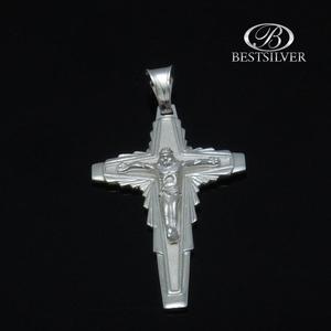 Duży Srebrny Krzyżyk Męski z Panem Jezusem srebro 925 - 2862350248
